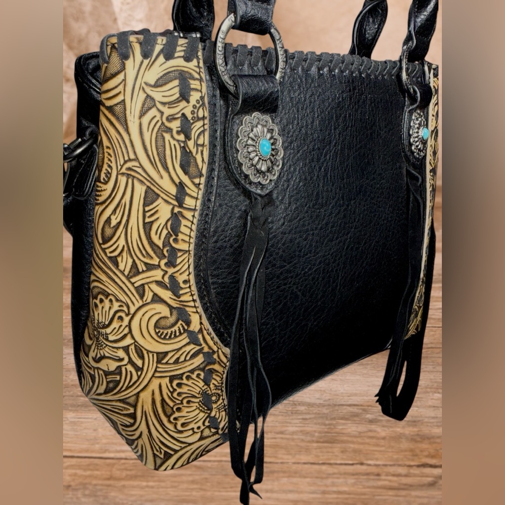 NWOT Trinity Ranch - Floral Tooled Concho Handbag with Crossbody Strap 🌅🌵 - Picture 3 of 14